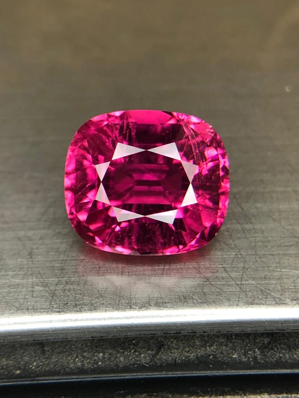 Neon Pink Rubellite 5.8 carats in Cushion Cut from Afghanistan — view 2